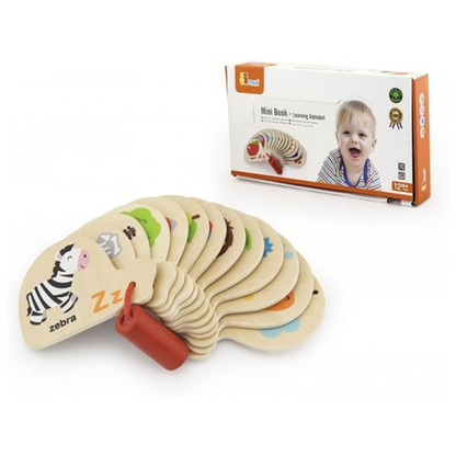 Viga Toys Wooden Mini Doubled-Sided Book Learning Alphabet 13pcs Early Literacy Cognitive Developmental Baby Toddler Toys for 12m+