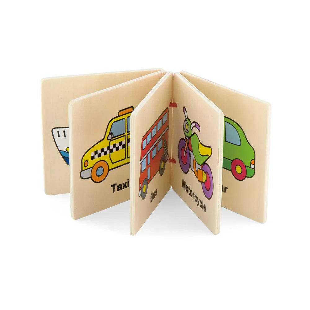 Viga Toys Wooden My First Learning Book Set of 3 Farm, Zoo & Transport Early Literacy Cognitive Language Developmental Toys 12m+