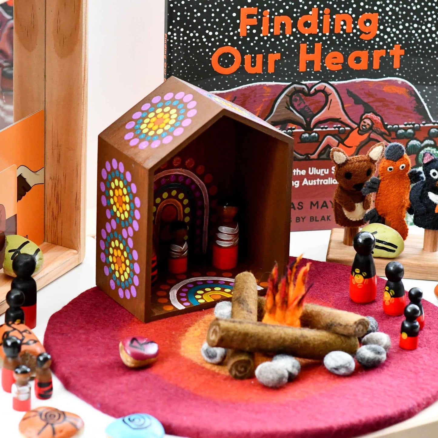 Tara Treasures Felt Campfire Play Mat Playscape 40cm Diameter Pretend & Imaginative Play Toys 3yrs+
