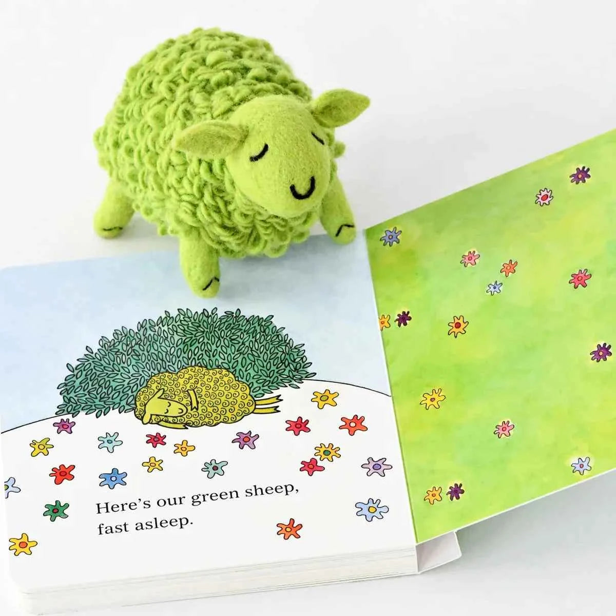 Tara Treasures Where Is The Green Sheep Large Felt Green Sheep and Book Set 2pcs Pretend & Imaginative Play Felt Animals Australian Authors Classic Story