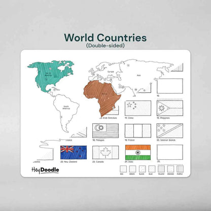 Hey Doodle World Countries Classic Colouring & Doodle Mat Art and Craft for Kids Travel Toys Retired 3yrs+