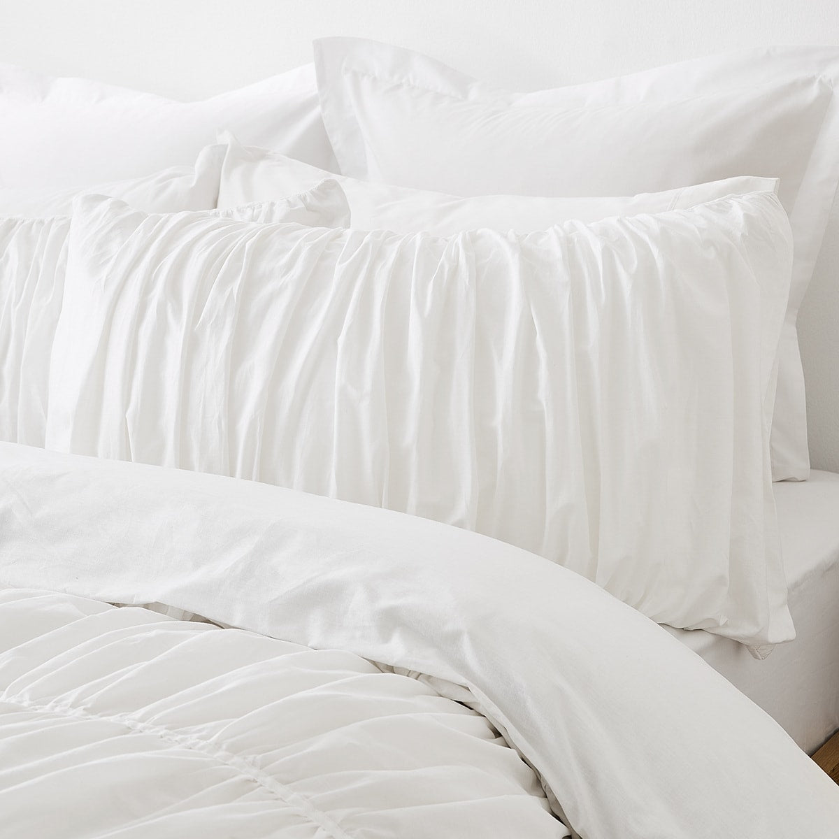 Arlo Cotton Quilt Cover Set - Single Bed, White
