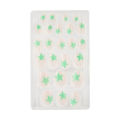 OXX Junior 24 Pack Kids Pre-Glued Stick-On Nails - Glow in the Dark