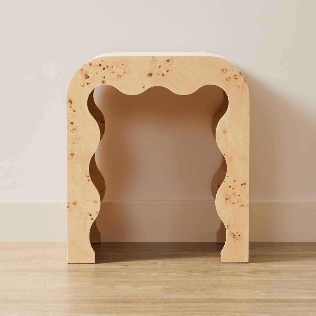 Burlwood Look Side Table