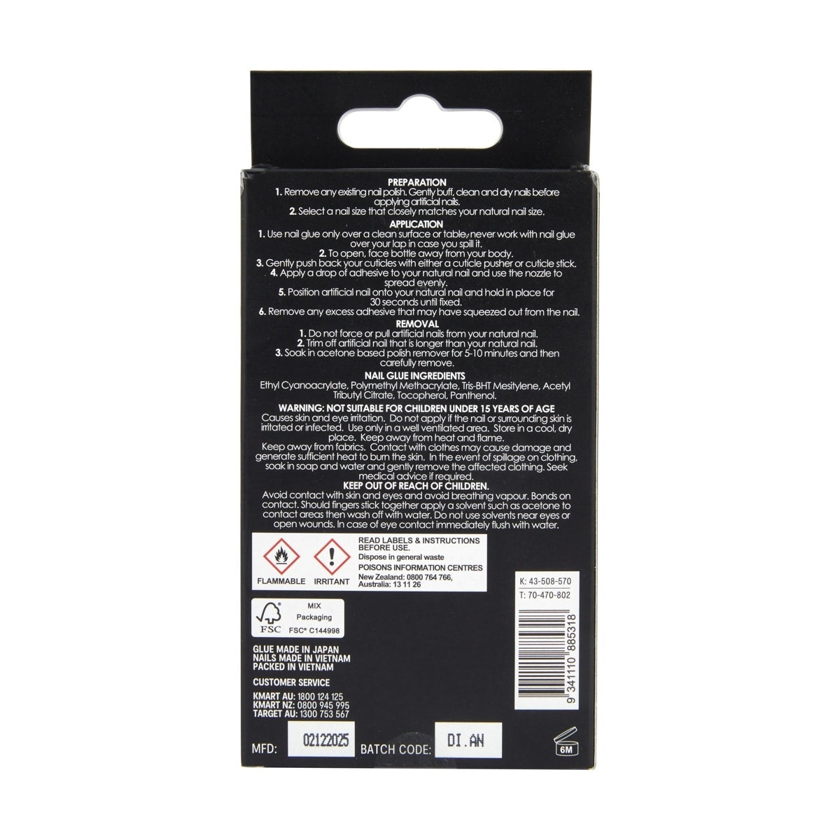 OXX Cosmetics 24 Pack Artificial Toenails with Adhesive - French Tip, Pink