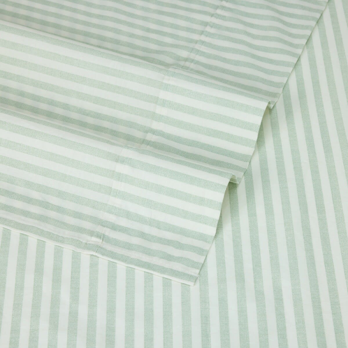 250 Thread Count Stripe Cotton Sheet Set - Queen Bed, Sage