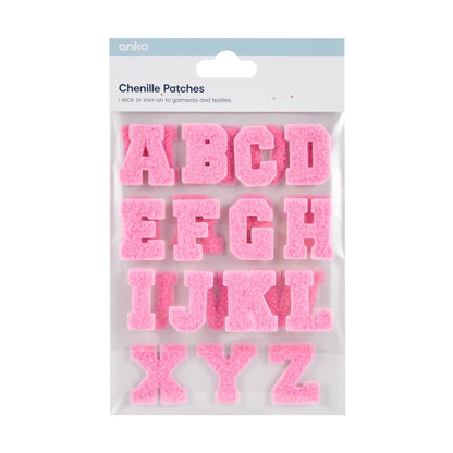 26 Pieces Chenille Patches - Alphabet Pink