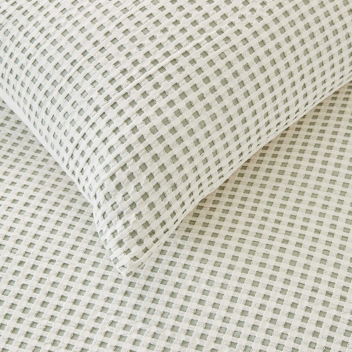 Dakota Cotton Quilt Cover Set - King Bed, Sage