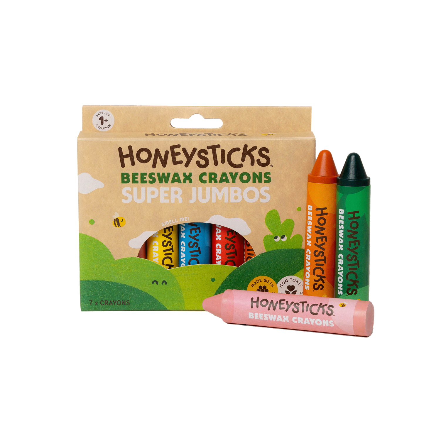 Honeysticks Beeswax Super Jumbo Crayons 7 Colours Art and Craft for Kids 12m+