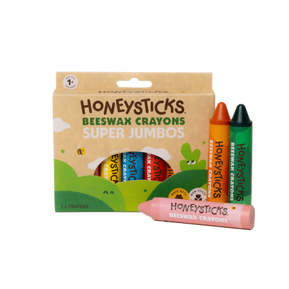 Honeysticks Beeswax Super Jumbo Crayons 7 Colours Art and Craft for Kids 12m+