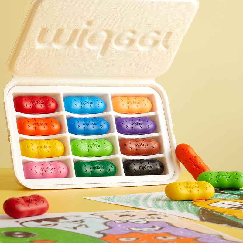 Mideer Washable Peas Beeswax Crayons 12 Colours Stationary Art and craft for kids 3yrs+