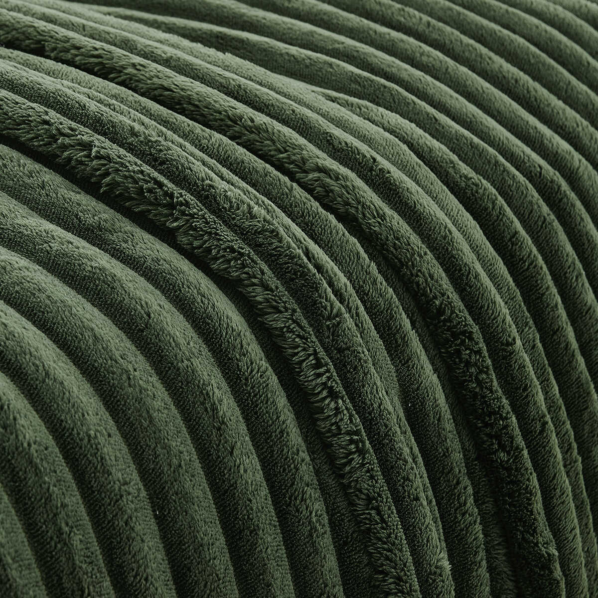 Plush Ribbed Blanket - Double/Queen Bed, Forest