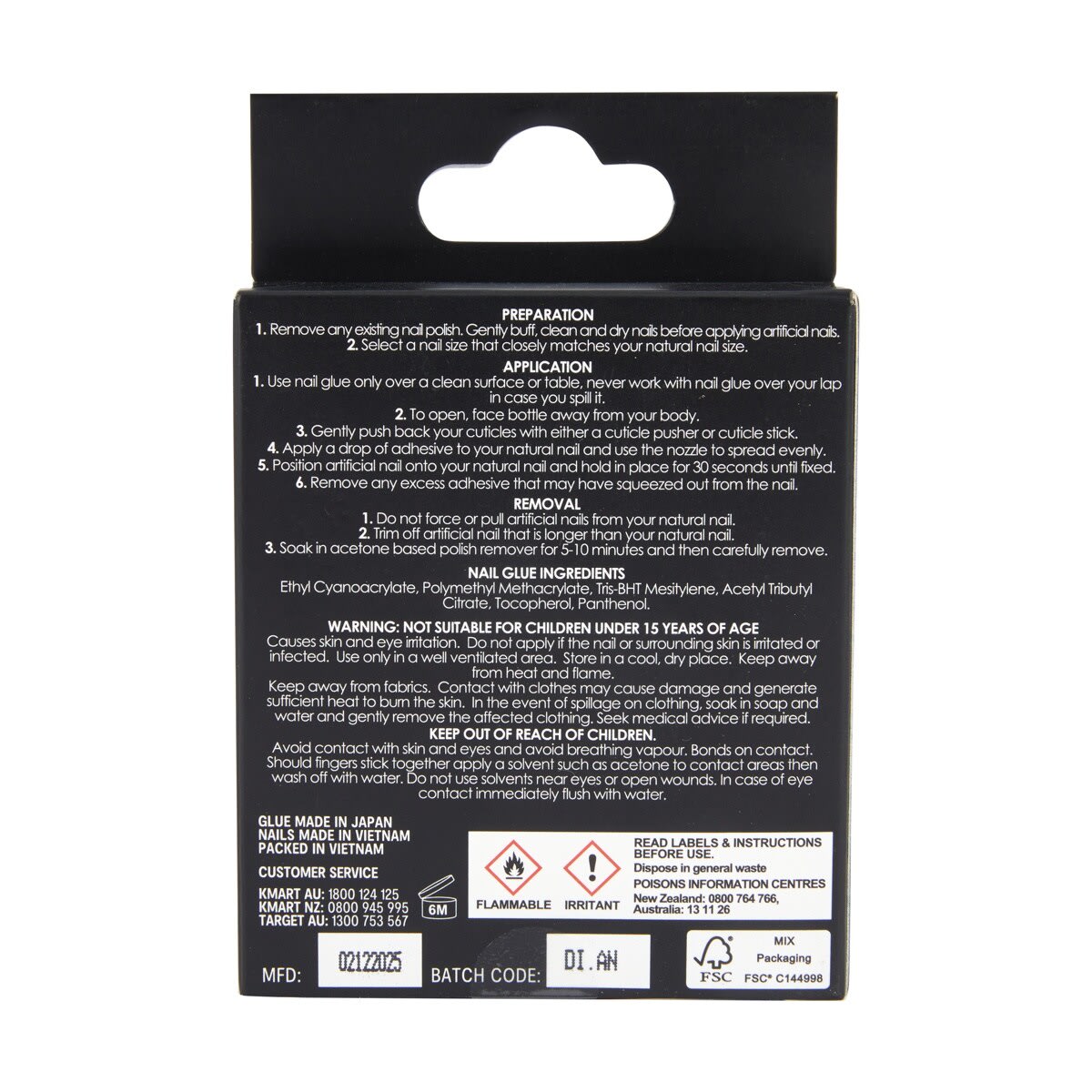 OXX Cosmetics 24 Pack Artificial Nails with Adhesive - Medium Square Shape, Neon Emboss