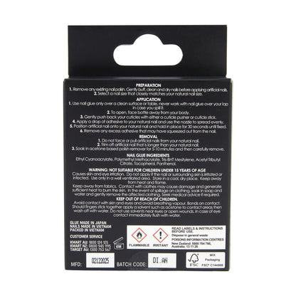OXX Cosmetics 24 Pack Artificial Nails with Adhesive - Medium Square Shape, Neon Emboss