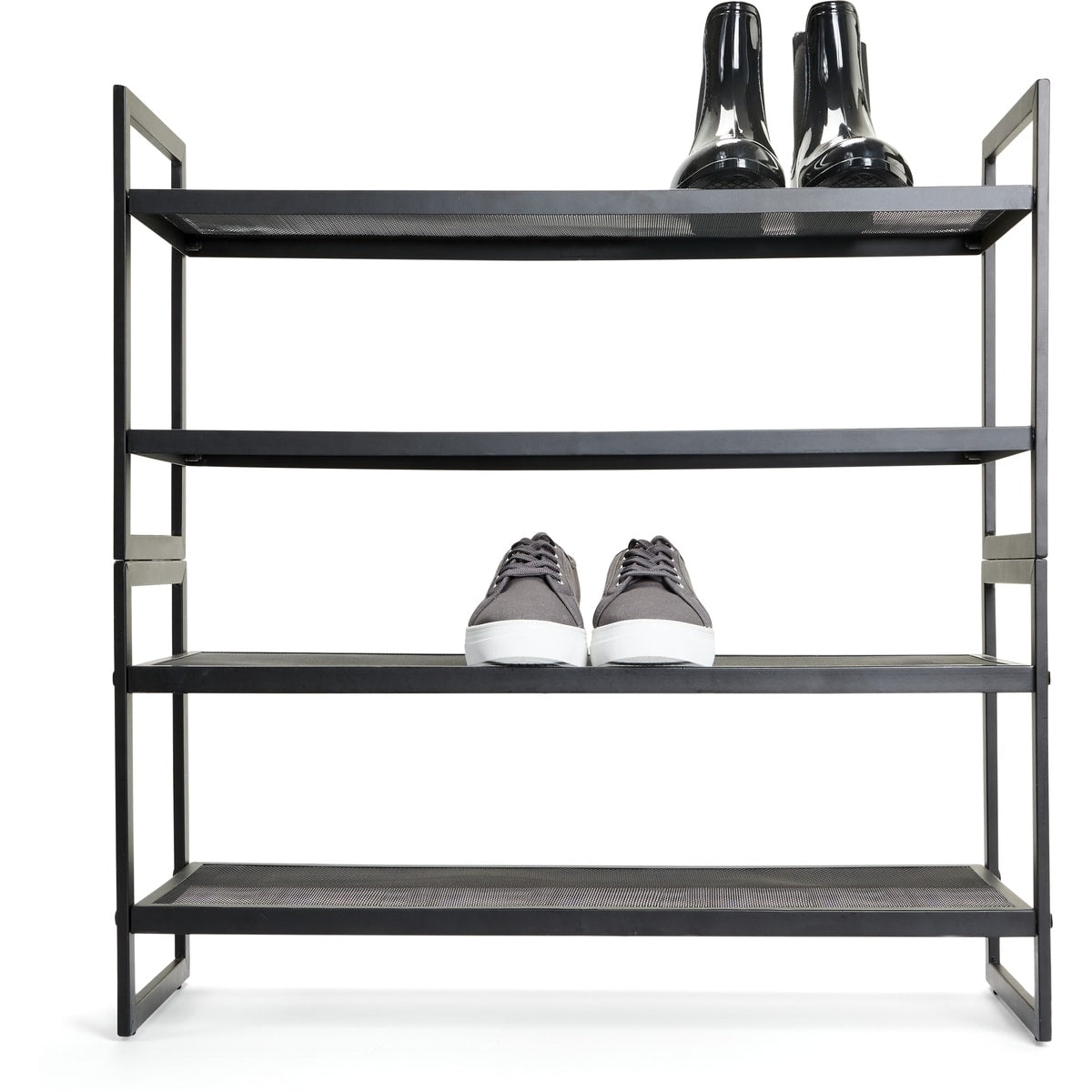 2 Tier Metal Stackable Mesh Shoe Rack