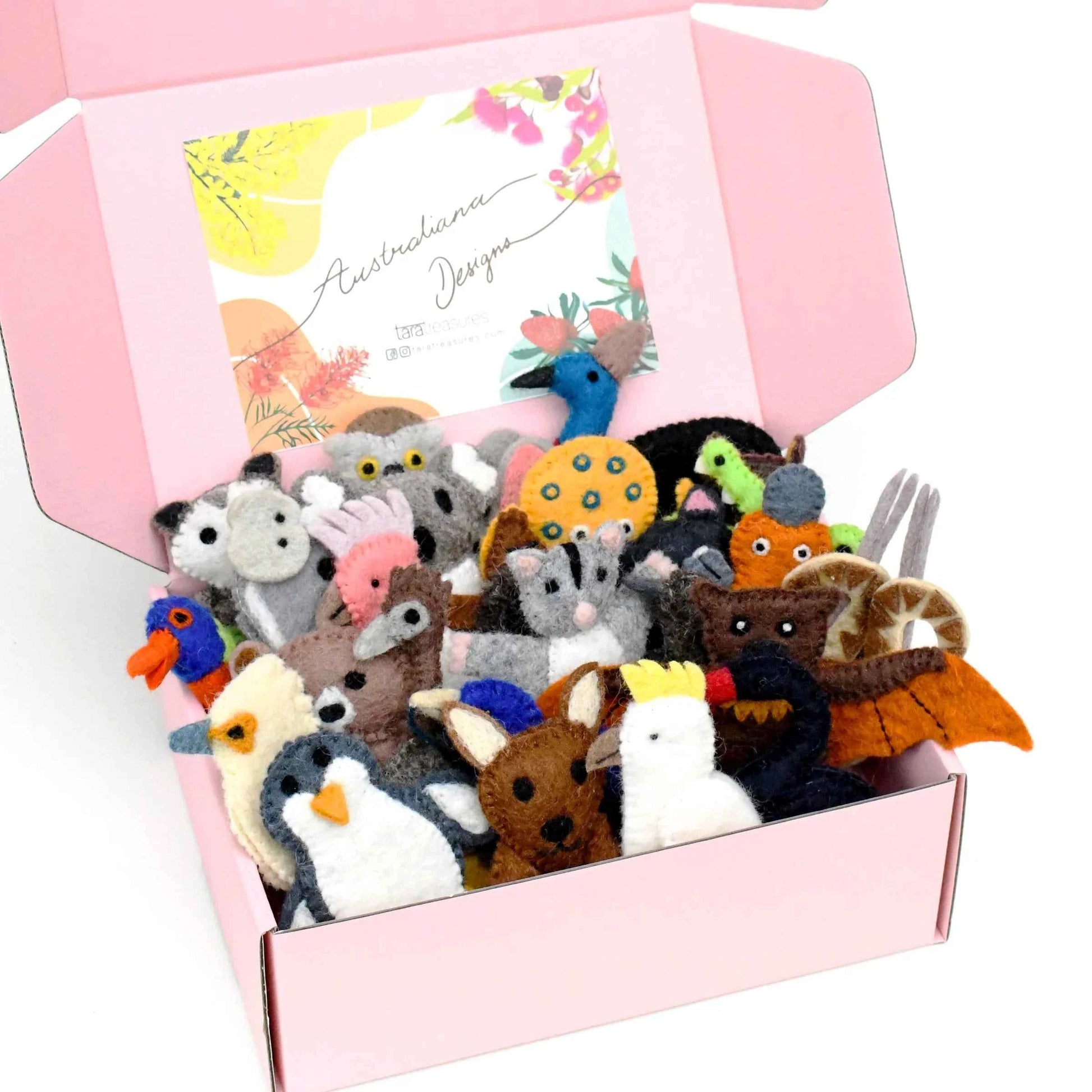 Tara Treasures Felt Australian Animals Finger Puppet Set of 25 Australian Felt Animals Pretend & Imaginative Play Toys 3yrs+