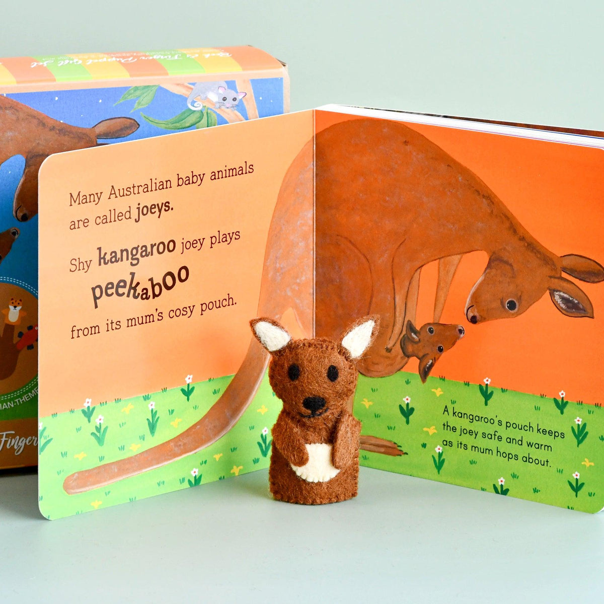 Tara Treasures Felt Australian Baby Animals Finger Puppet and Book Set Pretend and Imaginative Play Felt Animals Best Seller 3yrs+