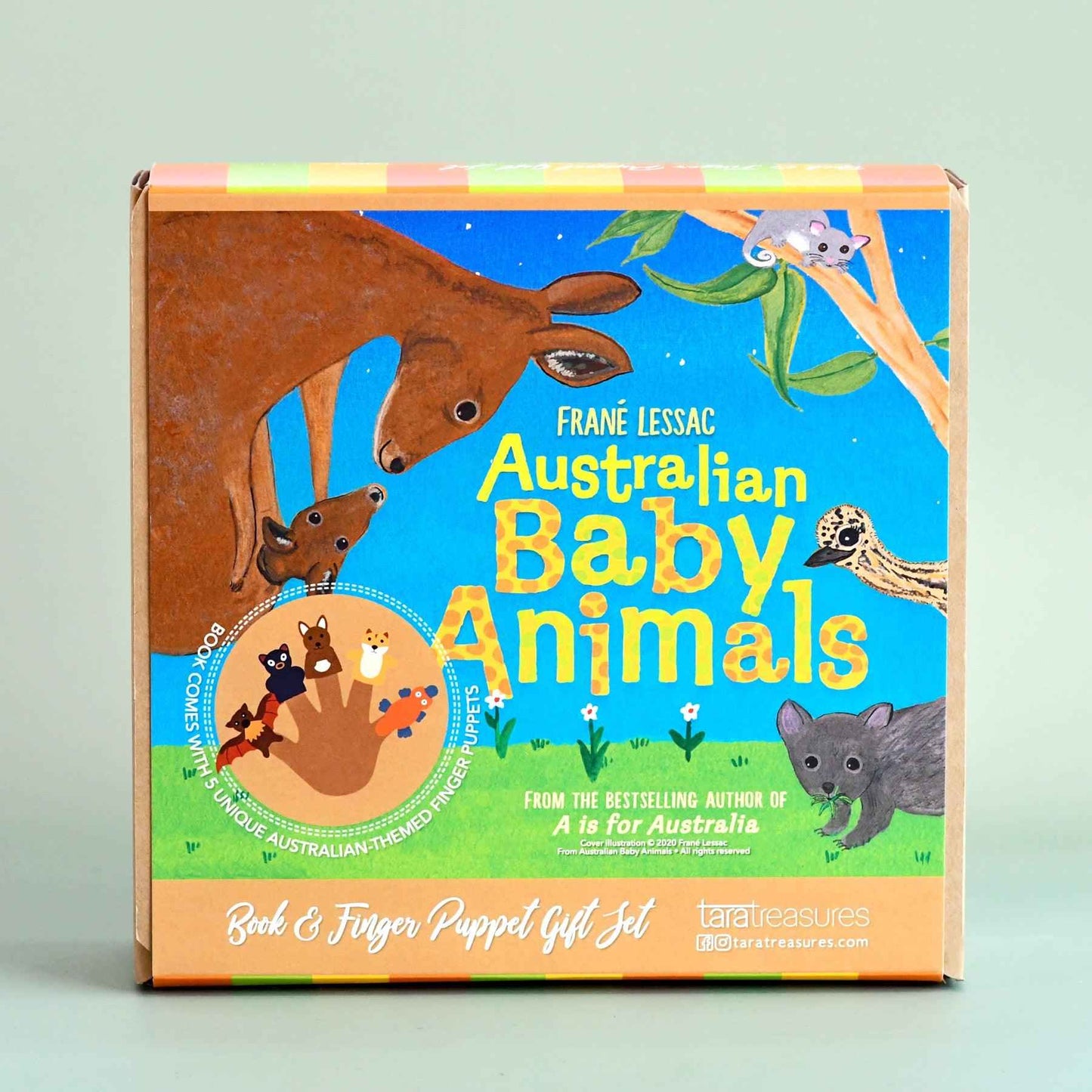 Tara Treasures Felt Australian Baby Animals Finger Puppet and Kids Picture Book Set Pretend and Imaginative Play Felt Animals Best Seller 3yrs+