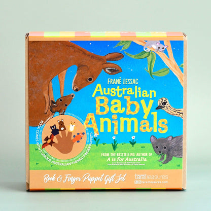 Tara Treasures Felt Australian Baby Animals Finger Puppet and Book Set Pretend and Imaginative Play Felt Animals Best Seller 3yrs+