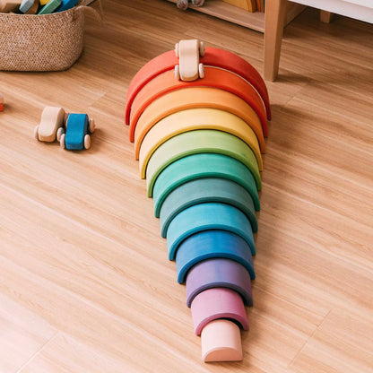 Wooden Rainbow Stacker Classic Large 12pcs by Avdar Toys Waldorf Inspired Wooden Toys 3yrs+