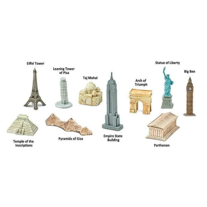 Tube of 10 Around The World Landmarks Figurines Montessori Language Learning Figurines by Safari Ltd 3yrs+