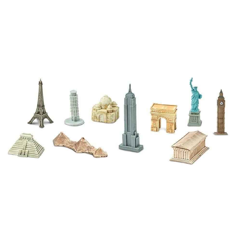 Tube of 10 Around The World Landmarks Figurines Montessori Language Learning Figurines by Safari Ltd 3yrs+