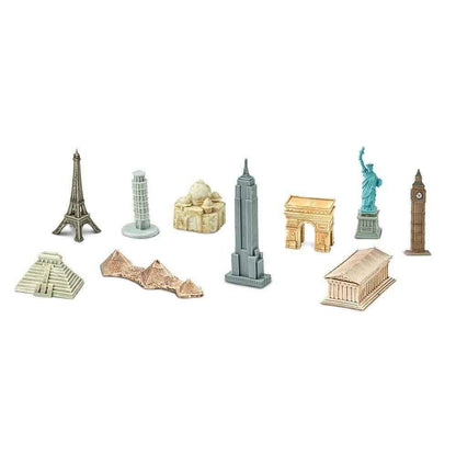 Tube of 10 Around The World Landmarks Figurines Montessori Language Learning Figurines by Safari Ltd 3yrs+
