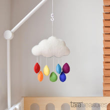 Tara Treasures Small Felt Cloud Baby Nursery Mobile with Rainbow Droplets Baby Gifts Idea 0m+