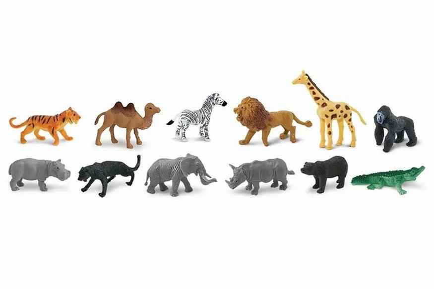 Tube of 12 Wild Animal Figurines Montessori Language Learning Figurines by Safari Ltd Toob Range 3yrs+