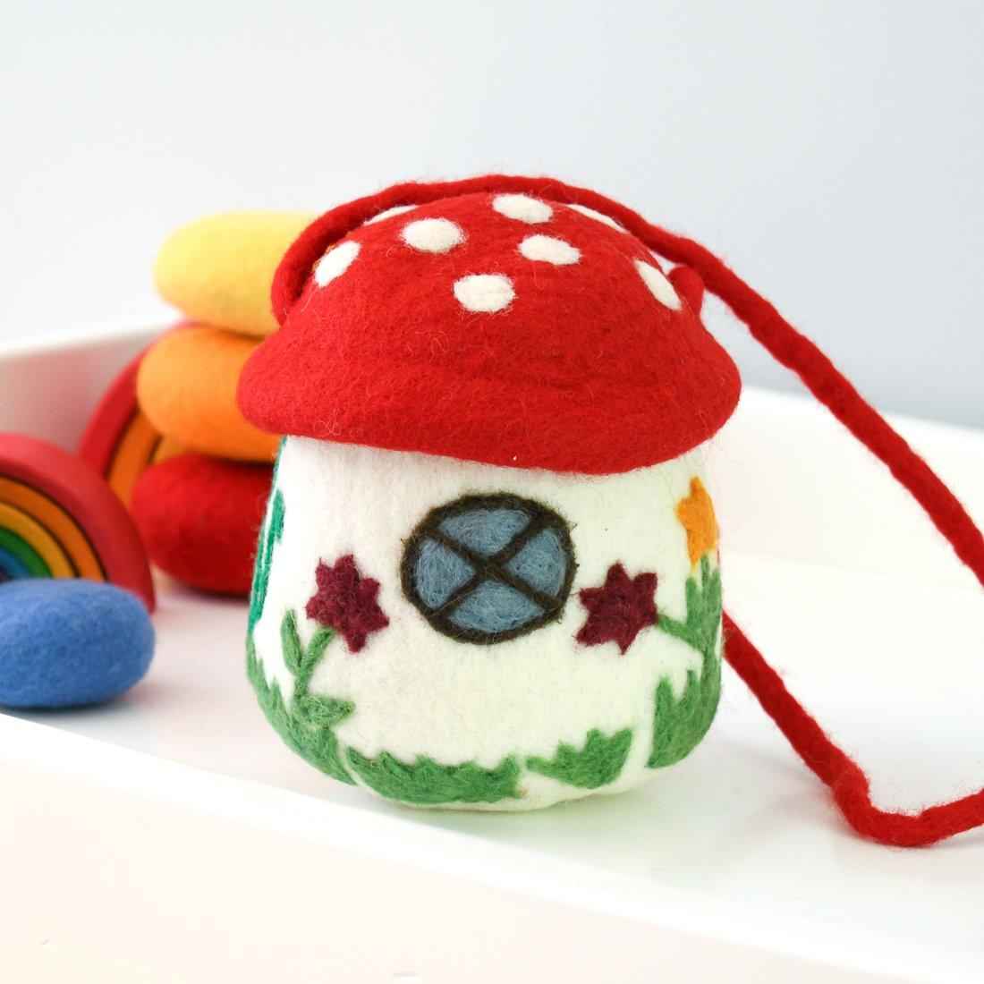 Tara Treasures Felt Mushroom Toadstool Bag Pretend and Imaginative Play 3yrs+