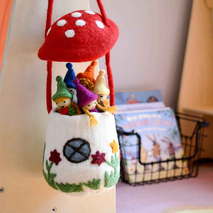 Tara Treasures Felt Mushroom Toadstool Bag Pretend and Imaginative Play 3yrs+