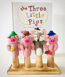 Tara Treasures Felt Three Little Pigs Finger Puppet Set of 4 Pretend & Imaginative Play Toys Best Seller 3yrs+