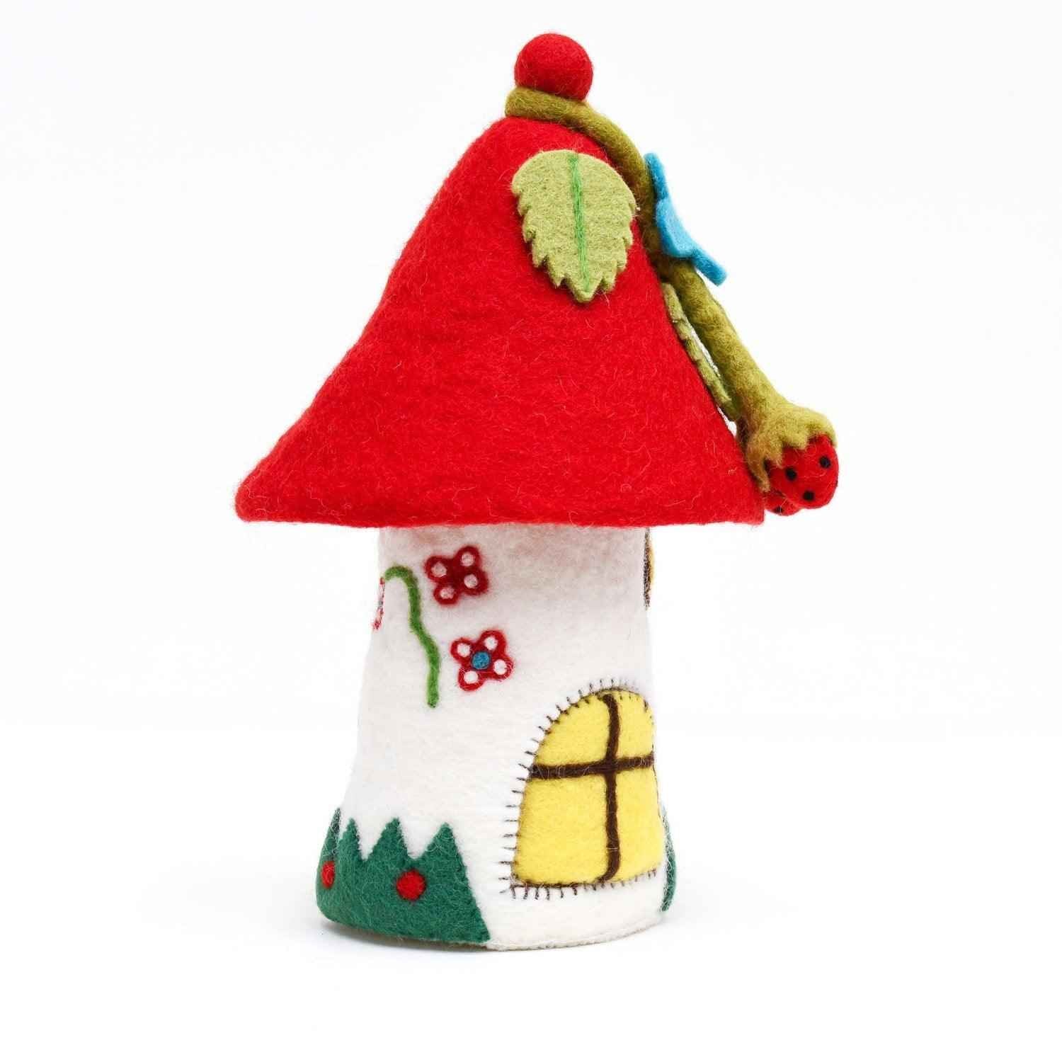 Tara Treasures Felt Fairies and Gnomes House Red Roof Pretend & Imaginative Play Toys Best Seller 3yrs+