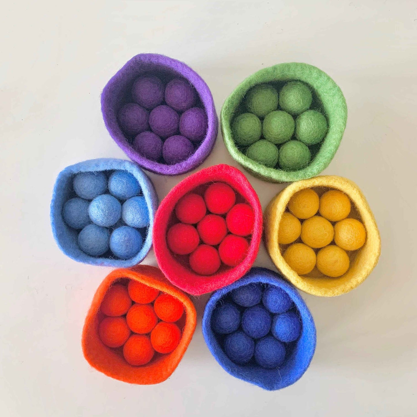 Papoose Felt Rainbow Colour Sorting Felt Ball 56p Set Pretend & Imaginative Play Toys 3yrs+