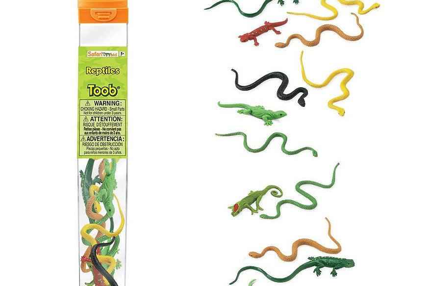 Tube of 16 Reptiles Animal Figurines Montessori Language Learning Figurines by Safari Ltd Toob Range 3yrs+