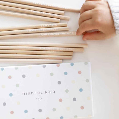 Mindful & Co Kids Affirmation Colouring Pencils 12pc Stationary Art and craft for kids 3yrs+
