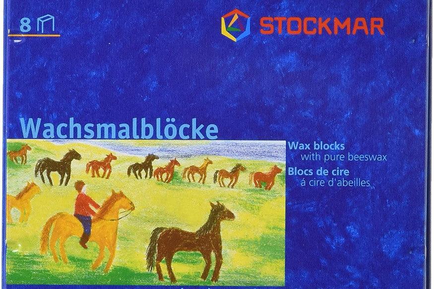Stockmar Wax Crayons 8 Blocks in Tin Waldorf Education Mix Stationary Art and craft for kids with Black 3yrs+