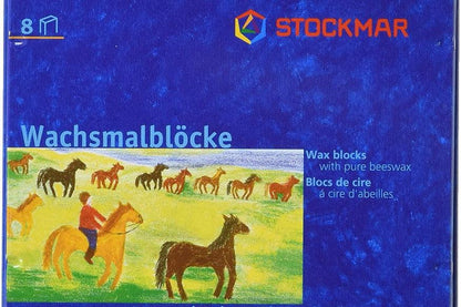 Stockmar Wax Crayons 8 Blocks in Tin Waldorf Education Mix Stationary Art and craft for kids with Black 3yrs+