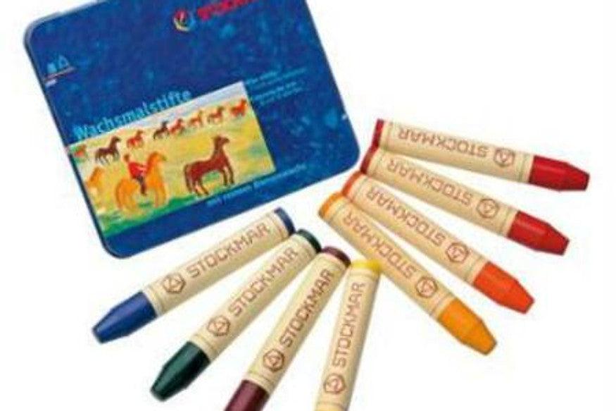 Stockmar Wax Crayons with Pure Beeswax 8 Sticks in Tin Waldorf Education Mix Stationary Art and craft for kids 3yrs+