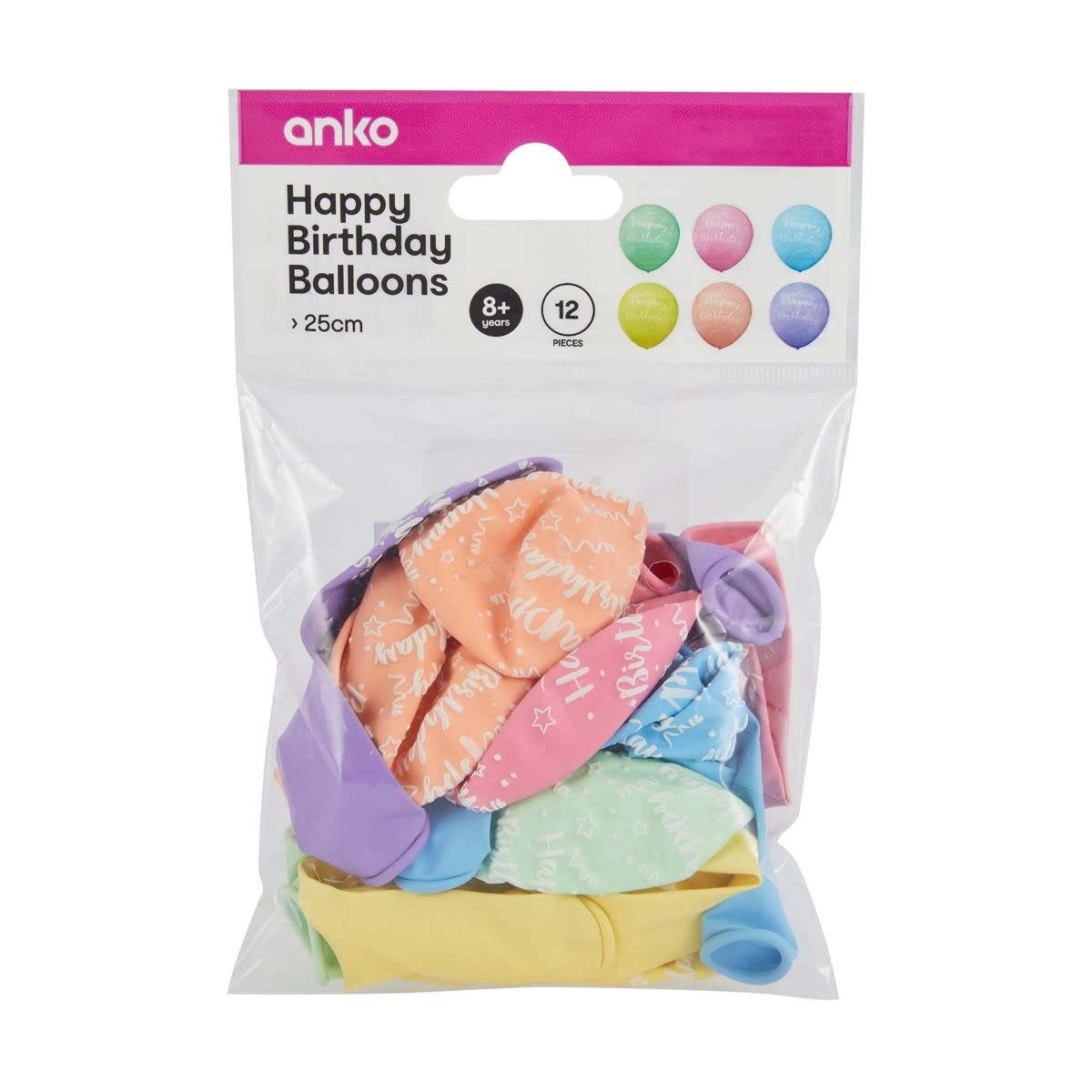 12 Piece Happy Birthday Balloons