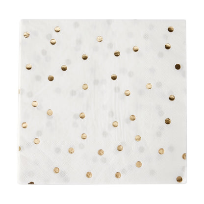 20 Pack Gold Print Polka Dot Napkins