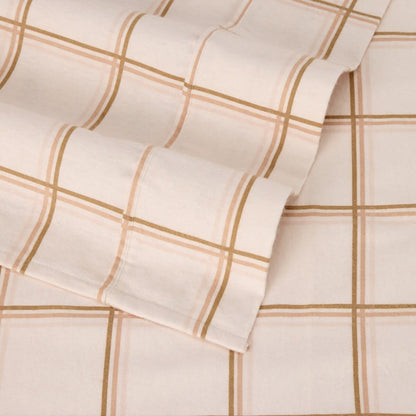 Flannelette Cotton Check Sheet Set - Queen Bed, Pink