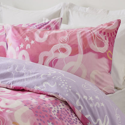 Rachael Sarra Flourish Cotton Rich Reversible Quilt Cover Set - King Bed