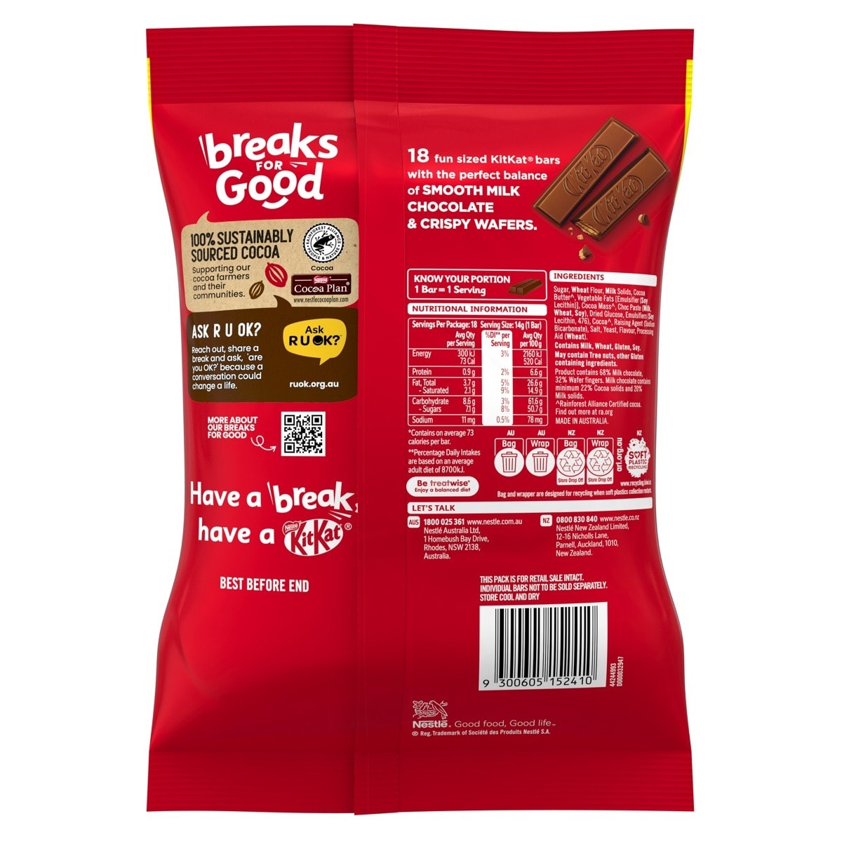 18 Pack Nestle KitKat Fun Size Value Pack 252g