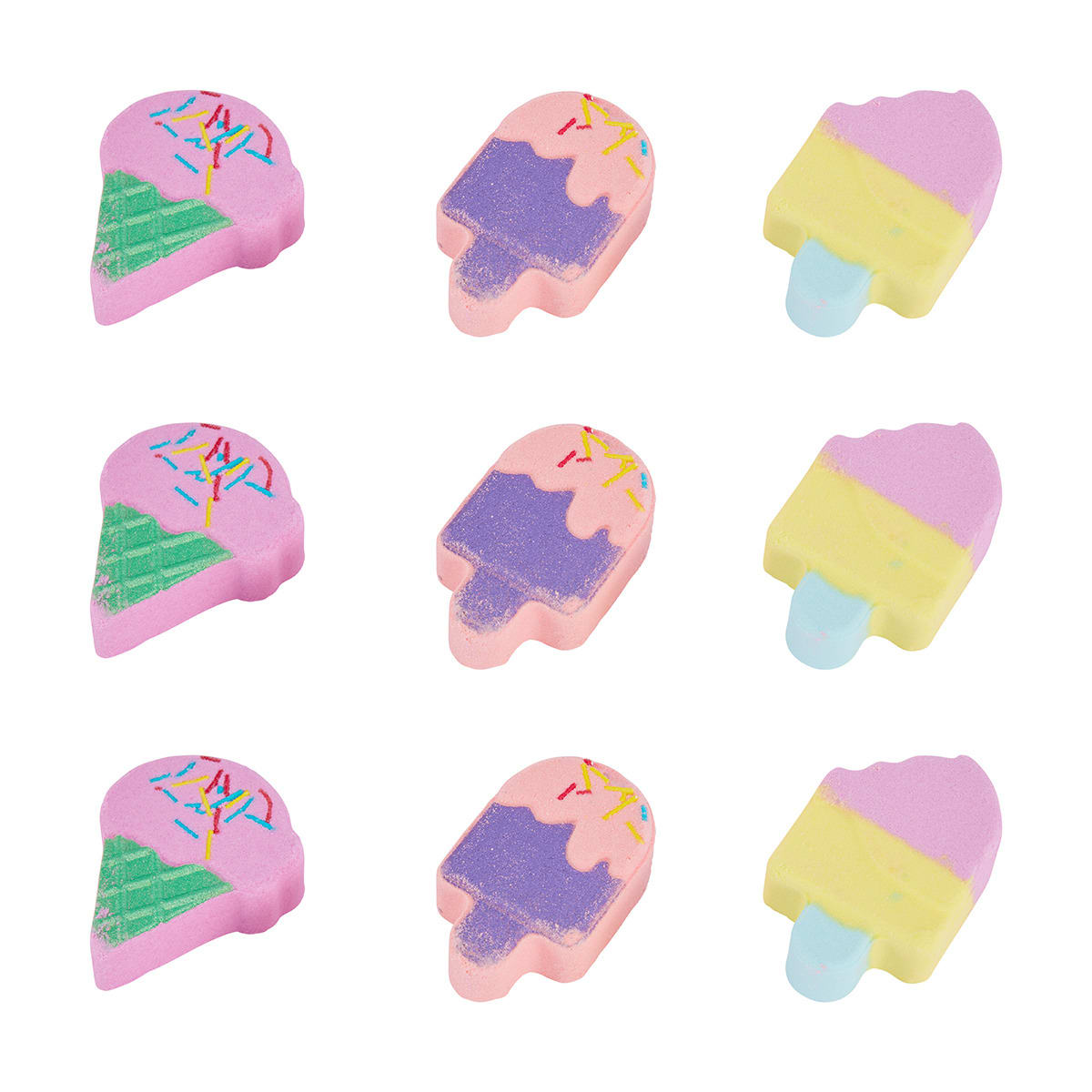 OXX Bodycare 9 Piece Multi Bath Fizzers - Ice Cream