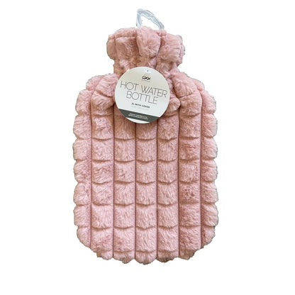2L OXX Essentials Hot Water Bottle with Pink Grid Plush Cover