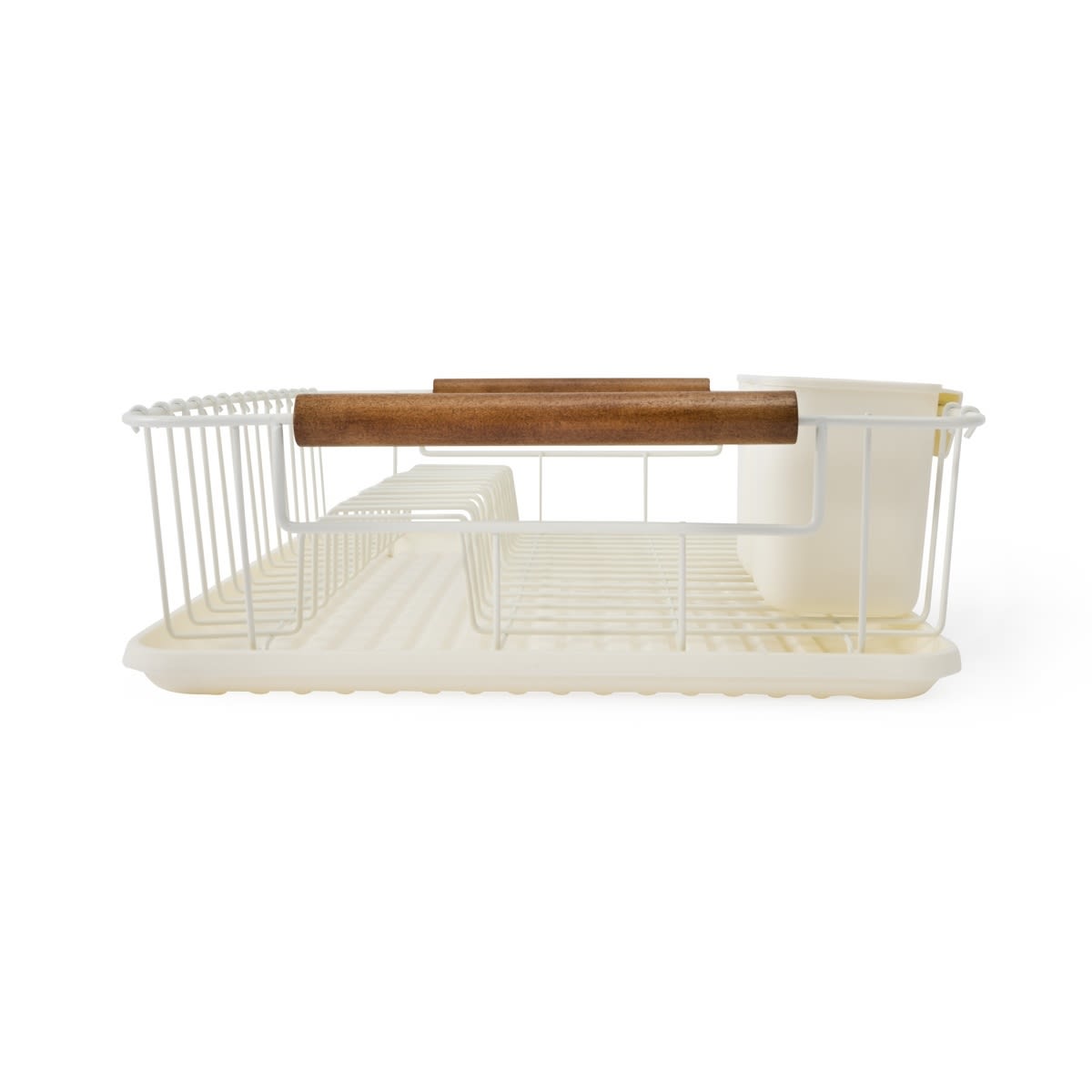 Off White Acacia Handle Dish Rack