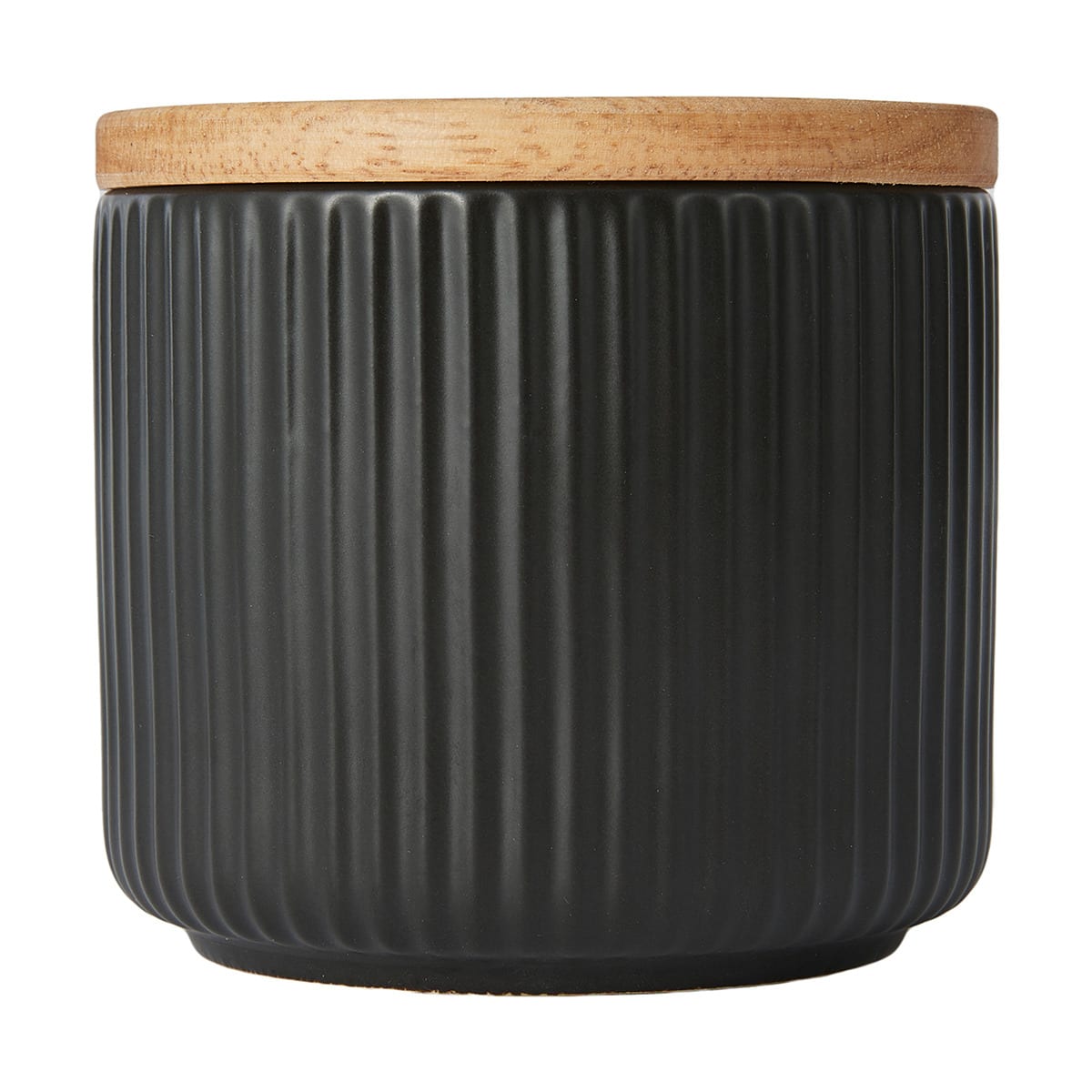 Small Black Ribbed Canister