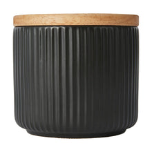 Small Black Ribbed Canister