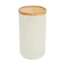 Large White Linear Glazed Canister